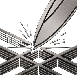 Knife blade cutting abstract graphic